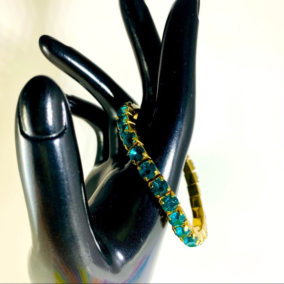 Stunning gold vermeil and emerald green tennis bracelet 7.5” - Picture 3 of 3